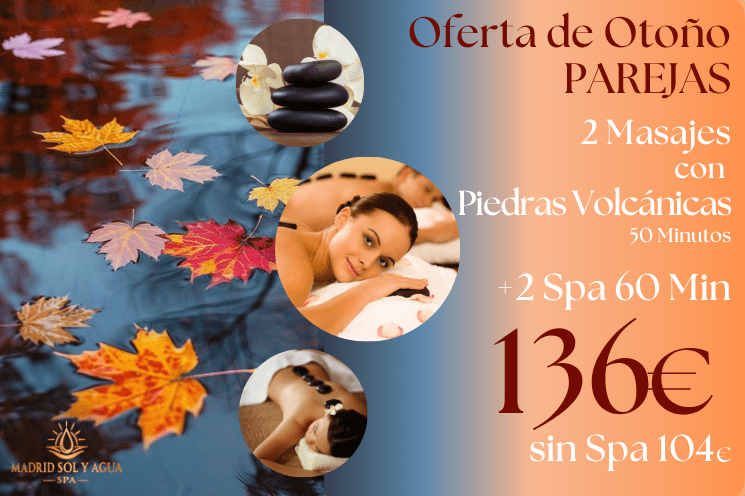 Masaje confort otoñal en pareja con Spa previo opcional